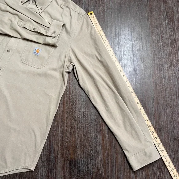 Carhartt Flame Resistant FR MasTec Work Shirt Long Sleeve Tan‎ Mens - Picture 15 of 16